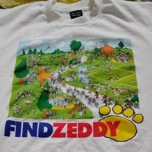 Men's Vintage XL Zellers Find Zeddy Where's Waldo Parody Single Stitch Shirt